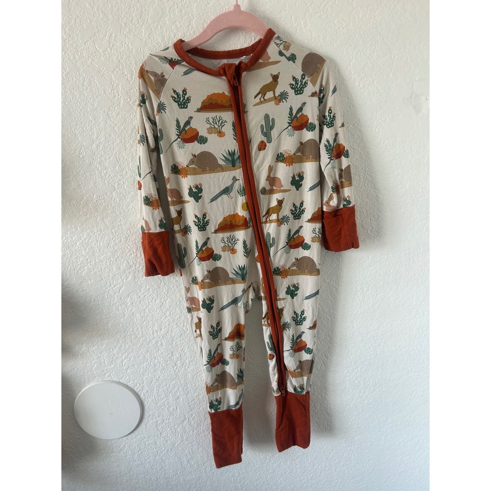 Emerson and Friends Bamboo Desert Print Zippy 18-24M Armadillo Cactus EUC